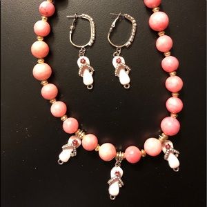 New Pink with Flip Flop Necklace/Earrings